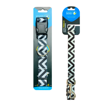 Collar para perros blanco y negro M