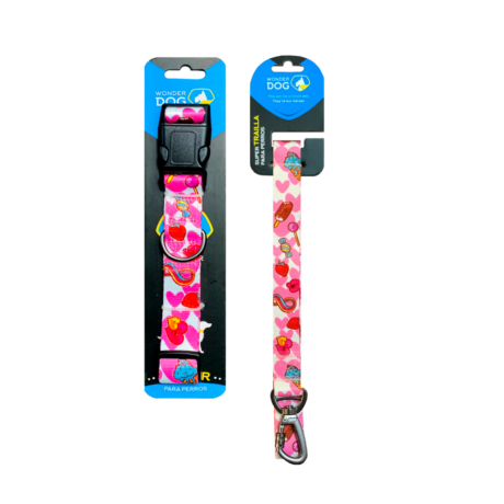 Collar para perros corazones rosa M